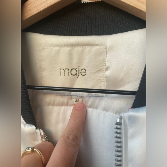 Maje Bert Satin Bomber Jacket, Floral and Butterflies. US Size Small - Picture 3 of 10